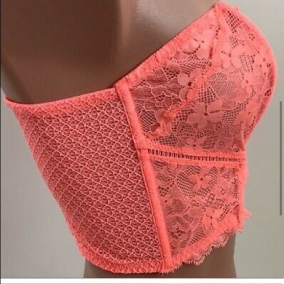 ⭐️ Victoria's Secret Dream Angels Lace Bustier Corset Bra Pink Neon NWT - Picture 6 of 8